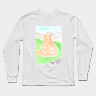 bear, animal, wildlife, nature, watercolor, art, hand drawn, illustration, decoration, sketch Long Sleeve T-Shirt